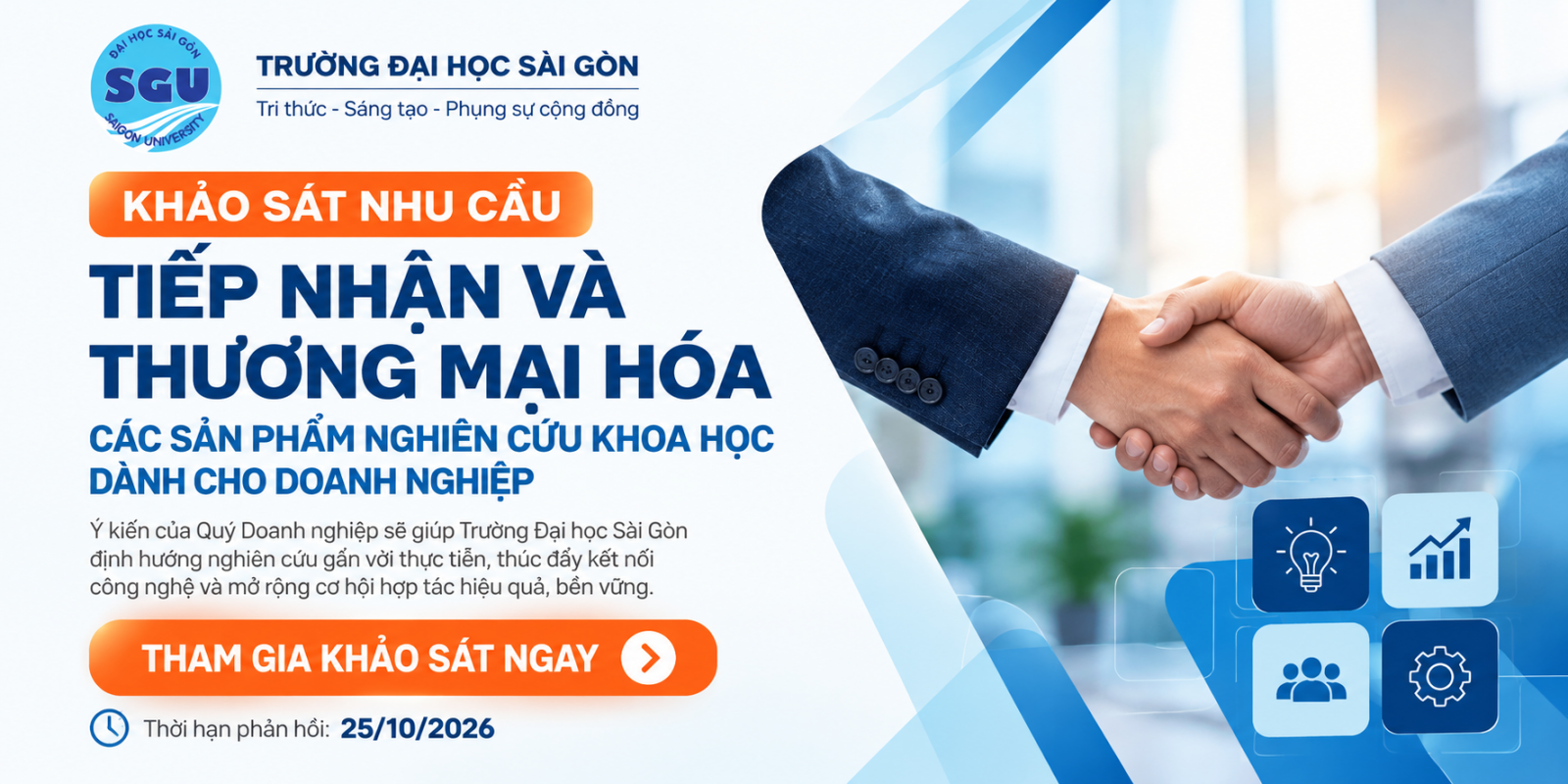 KHẢO SÁT NHU CẦU  TIẾP NHẬN VÀ THƯƠNG MẠI HÓA CÁC SẢN PHẨM  NGHIÊN CỨU KHOA HỌC DÀNH CHO DOANH NGHIỆP